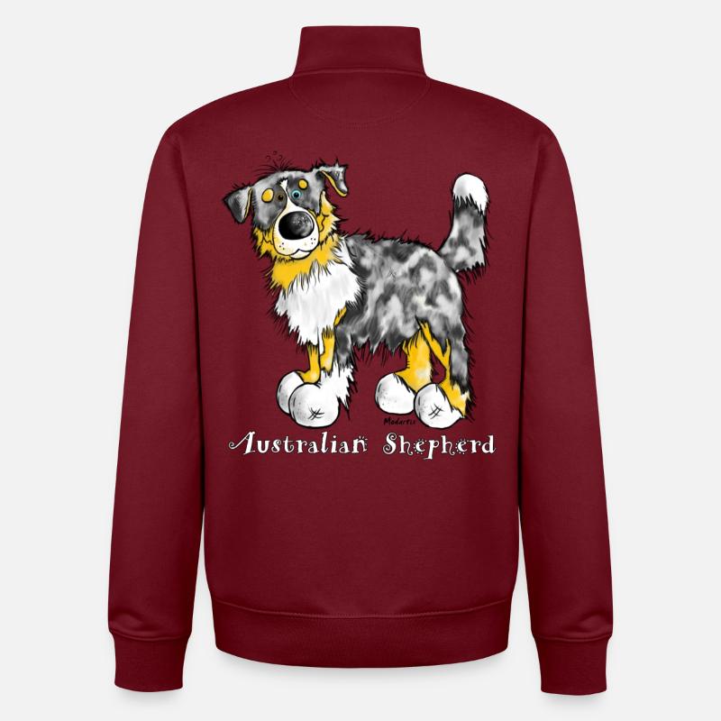 Berger australien - Aussie - Chapeaux de chien - Sweat zippé unisexe en coton bio Stanley/Stella - bordeaux