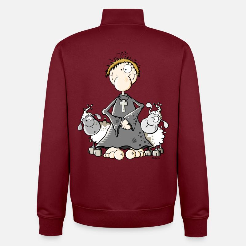 Pfarrer mit Schafen - Unisex Organic Zip Sweatshirt von Stanley/Stella - Burgunderrot