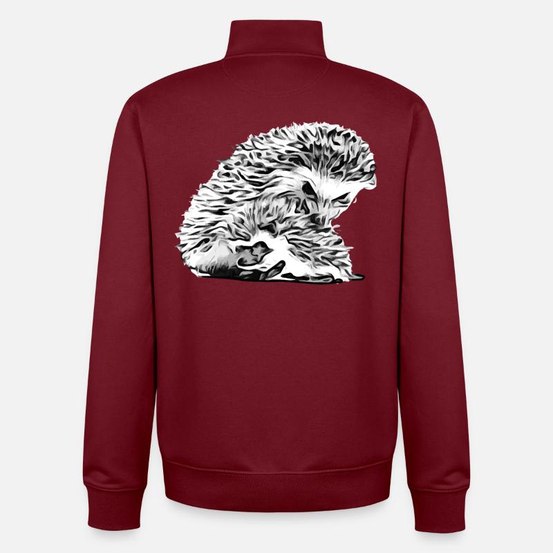 Igel Mama mit Igel Baby - Unisex Organic Zip Sweatshirt von Stanley/Stella - Burgunderrot
