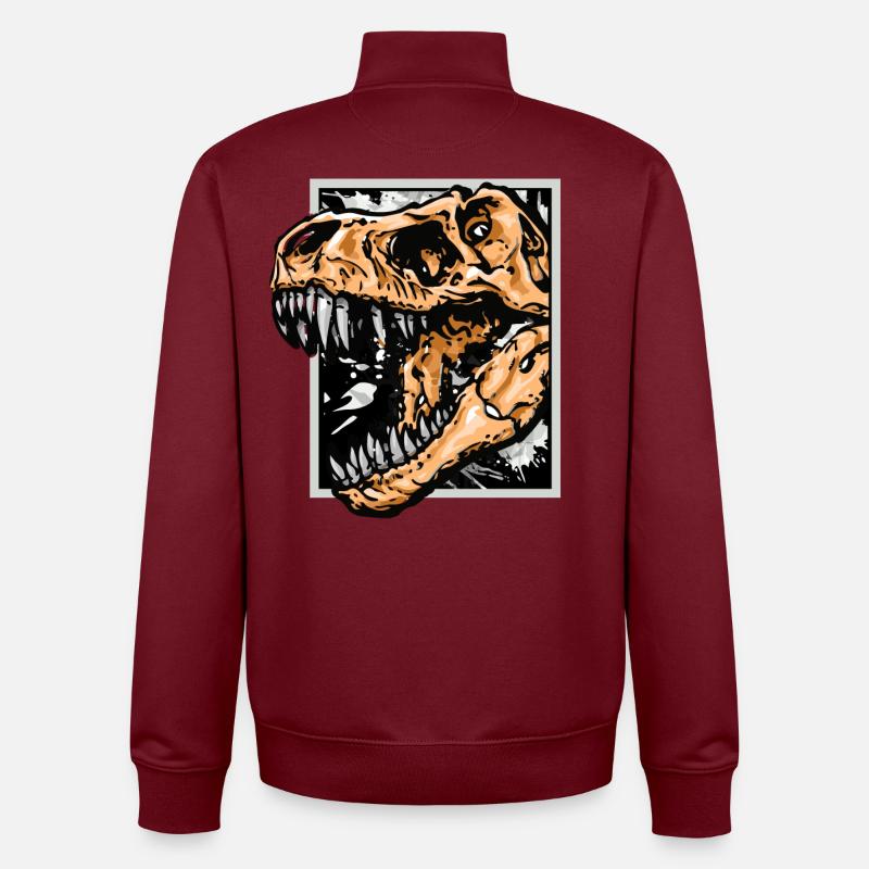 Dinosaurs / T-Rex / Trex / Gift idea - Unisex Organic Zip Sweatshirt by Stanley/Stella - burgundy