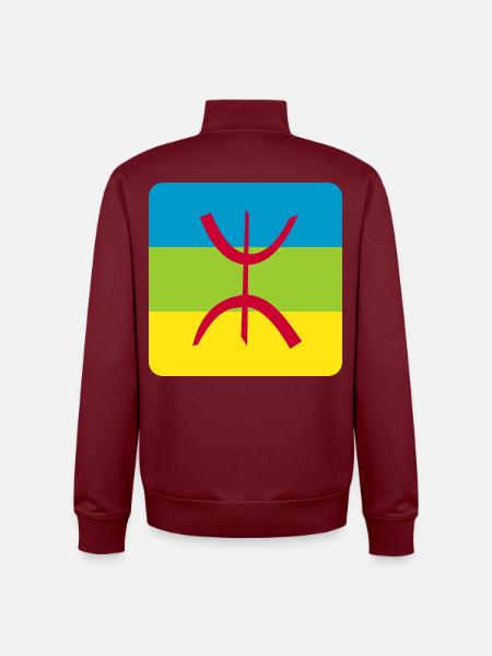 berber flag sticker amazigh ref - Unisex Organic Zip Sweatshirt by Stanley/Stella - burgundy