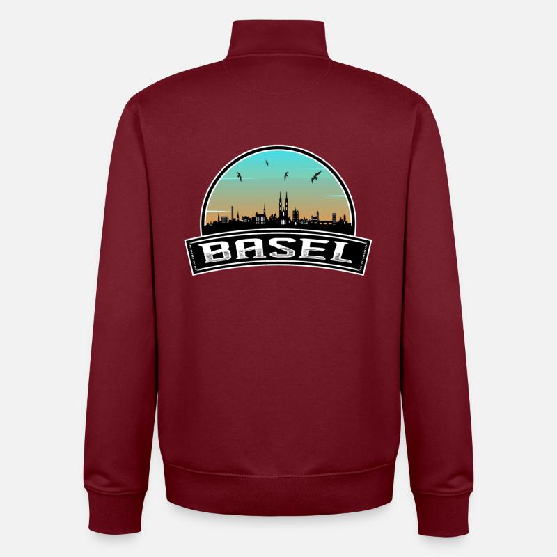 Basel Schweiz Skyline Schweizer Souvenir - Unisex Organic Zip Sweatshirt von Stanley/Stella - Burgunderrot