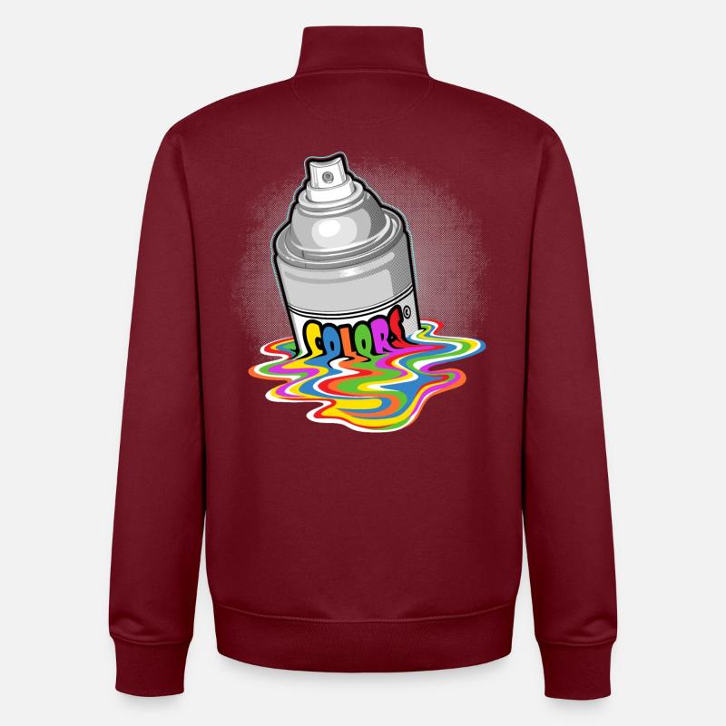 Fonte de peinture de jet - Sweat zippé unisexe en coton bio Stanley/Stella - bordeaux
