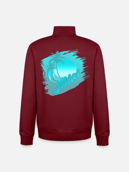 sunset blue - Unisex Organic Zip Sweatshirt by Stanley/Stella - burgundy