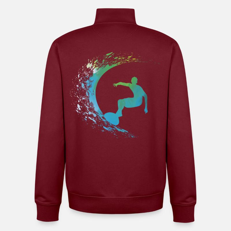 Surf Surfer  - Sweat zippé unisexe en coton bio Stanley/Stella - bordeaux