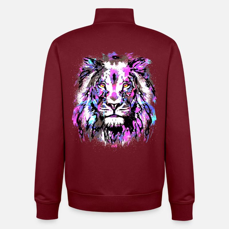 Sternzeichen Löwe Bunt - Grosskatze - Wildlife - Unisex Organic Zip Sweatshirt von Stanley/Stella - Burgunderrot