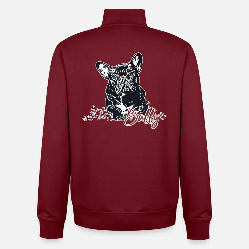 Bully - Bouledogue français mignon - Sweat zippé unisexe en coton bio Stanley/Stella - bordeaux
