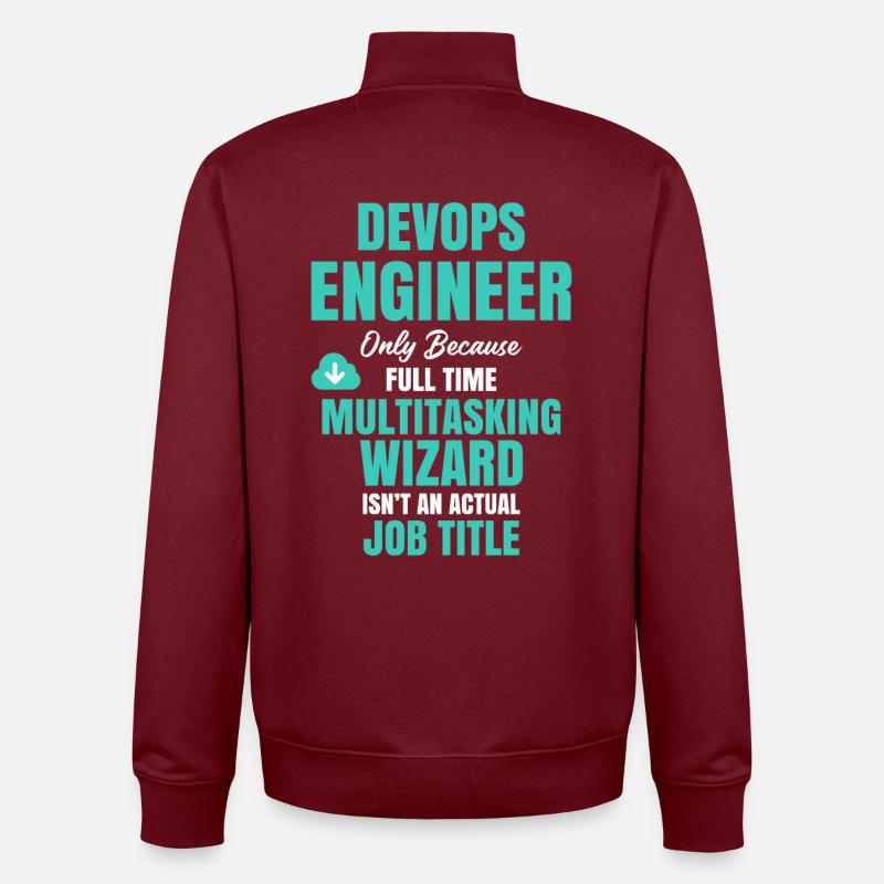 DevOps Engineer Multitasking Wizard - Unisex Organic Zip Sweatshirt by Stanley/Stella - burgundy