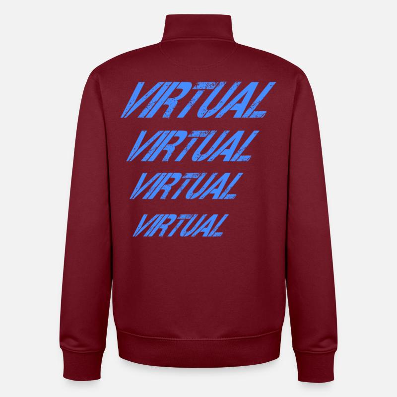 Virtual Blue Repeated - Unisex Organic Zip Sweatshirt by Stanley/Stella - burgundy