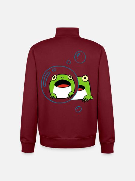 Kawaii frog - Unisex Organic Zip Sweatshirt by Stanley/Stella - burgundy