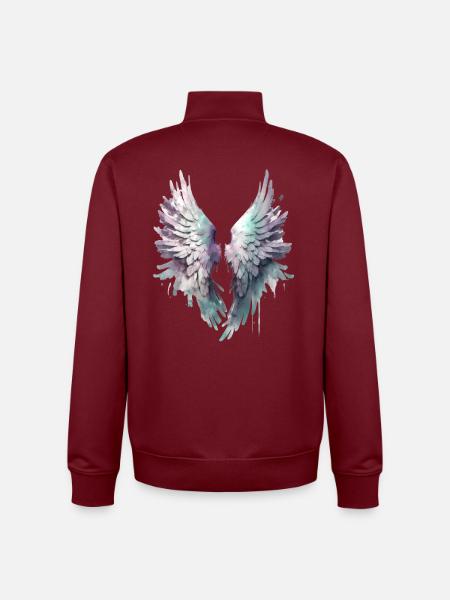 Ailes Aquarelle Pastel - Sweat zippé unisexe en coton bio Stanley/Stella - bordeaux