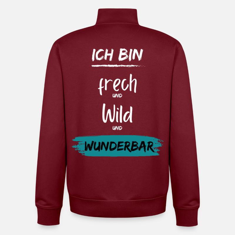 Ich bin frech wild Wunderbar - Unisex Organic Zip Sweatshirt von Stanley/Stella - Burgunderrot