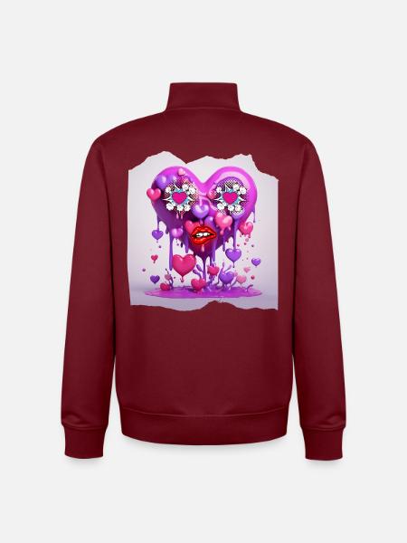 Funny heart - Unisex Organic Zip Sweatshirt by Stanley/Stella - burgundy