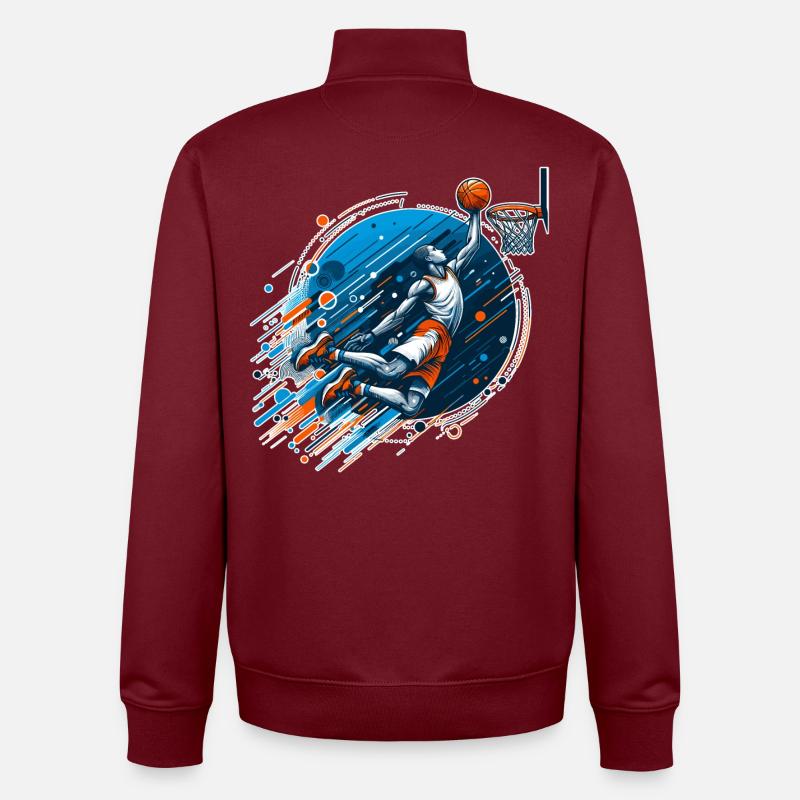 Basketball Dunking Geschenk - Unisex Organic Zip Sweatshirt von Stanley/Stella - Burgunderrot