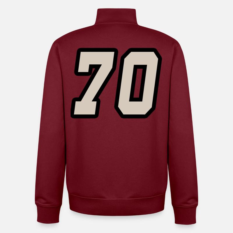 Zahl 70 Nummer Siebzig 70 - Unisex Organic Zip Sweatshirt von Stanley/Stella - Burgunderrot
