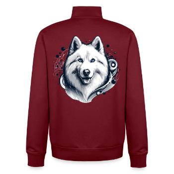 White Longhair Husky Gift - Unisex Organic Zip Sweatshirt by Stanley/Stella - burgundy - Back - AI Model Male 185 dark (185cm)