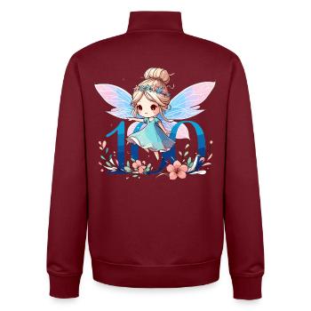 100 Jahre Fee Elfe süß Geburtstag Geschenk - Unisex Organic Zip Sweatshirt von Stanley/Stella - Burgunderrot - Hinten - AI Model Male 185 dark (185cm)