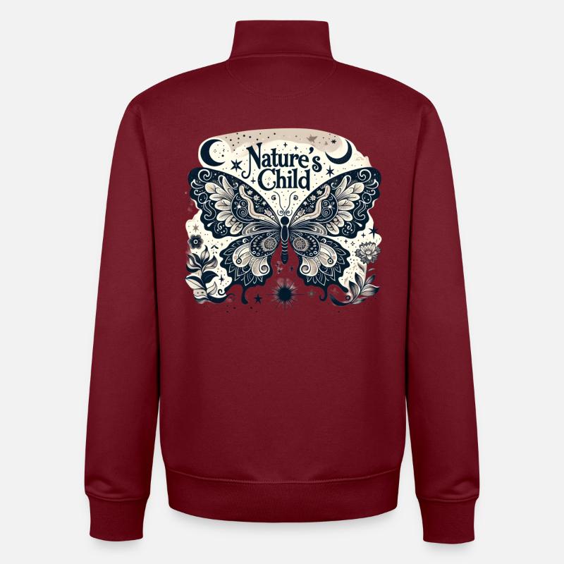 Nature's Child Schmetterling Muster - Unisex Organic Zip Sweatshirt von Stanley/Stella - Burgunderrot