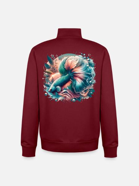 Kampffisch, Betta splendens, bunter Fisch - Unisex Organic Zip Sweatshirt von Stanley/Stella - Burgunderrot