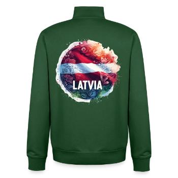 Latvia Flag Flag Gift - Unisex Organic Zip Sweatshirt by Stanley/Stella - bottle green - Back - AI Model Male 185 dark (185cm)