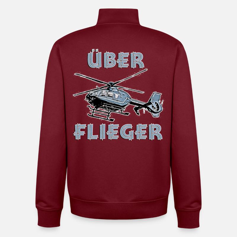 Hélicoptère de haut vol - Sweat zippé unisexe en coton bio Stanley/Stella - bordeaux