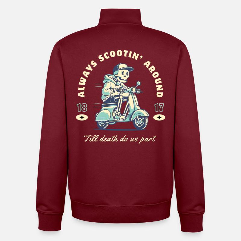 Always Scootin' - Trottinette Retro Skull - Sweat zippé unisexe en coton bio Stanley/Stella - bordeaux