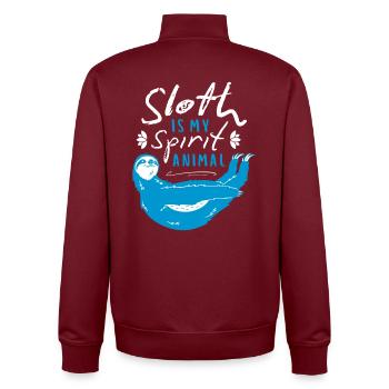 Faultier Spirit Animal – Chill & Relax - Unisex Organic Zip Sweatshirt von Stanley/Stella - Burgunderrot - Hinten - AI Model Male 185 dark (185cm)