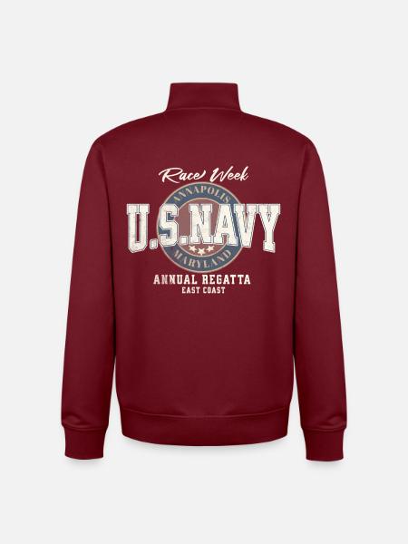 Design U.S. Navy Annapolis Regatta - Unisex Organic Zip Sweatshirt by Stanley/Stella - burgundy