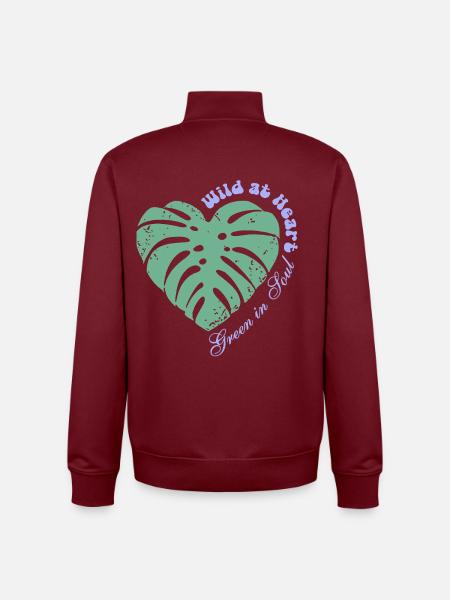 Sauvage dans l’âme – Vert dans l’âme - Sweat zippé unisexe en coton bio Stanley/Stella - bordeaux