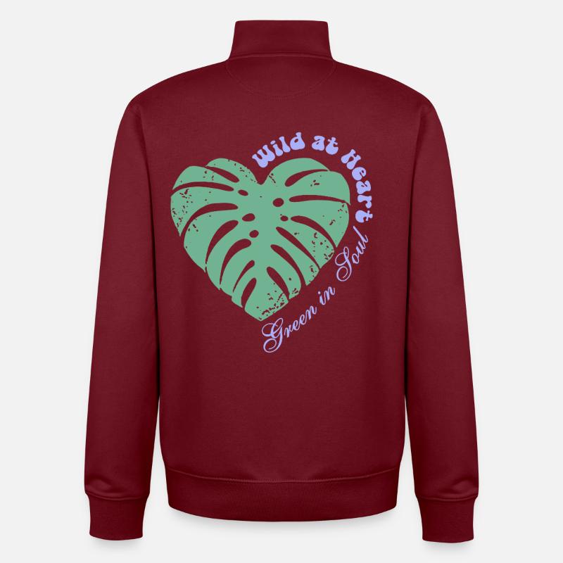 Sauvage dans l’âme – Vert dans l’âme - Sweat zippé unisexe en coton bio Stanley/Stella - bordeaux