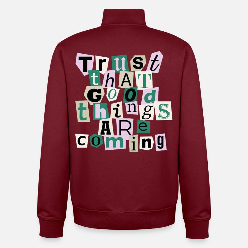 Good Things Are Coming – Positives Design - Unisex Organic Zip Sweatshirt von Stanley/Stella - Burgunderrot
