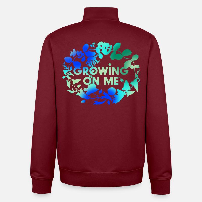 Grows with every day - Unisex Organic Zip Sweatshirt by Stanley/Stella - burgundy