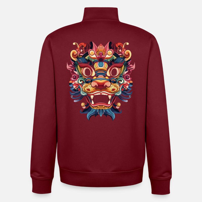 Oni, japanischer Dämon - Unisex Organic Zip Sweatshirt von Stanley/Stella - Burgunderrot