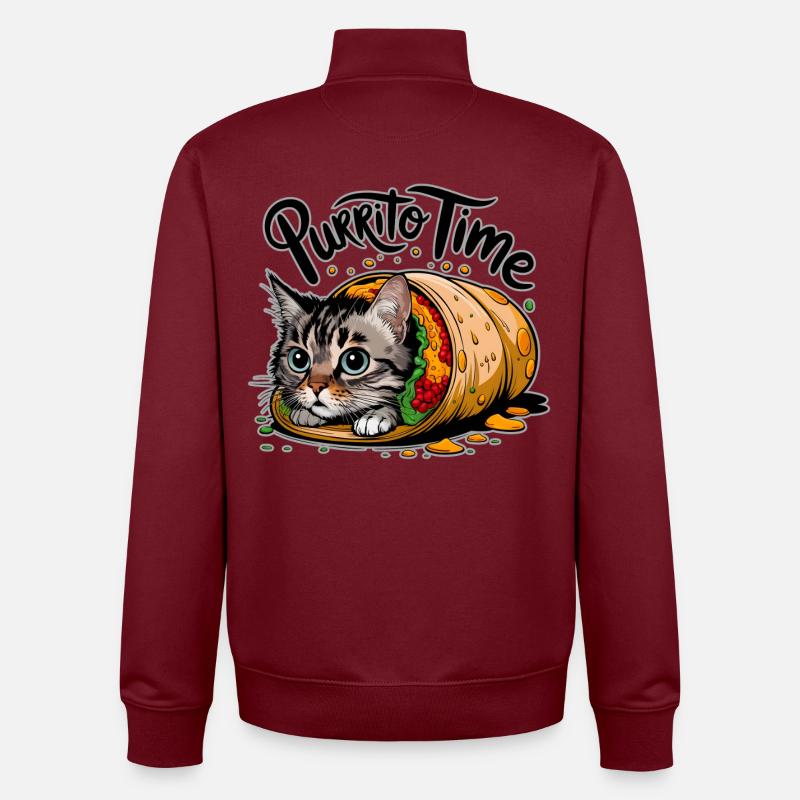 Purrito-Katze - Unisex Organic Zip Sweatshirt von Stanley/Stella - Burgunderrot