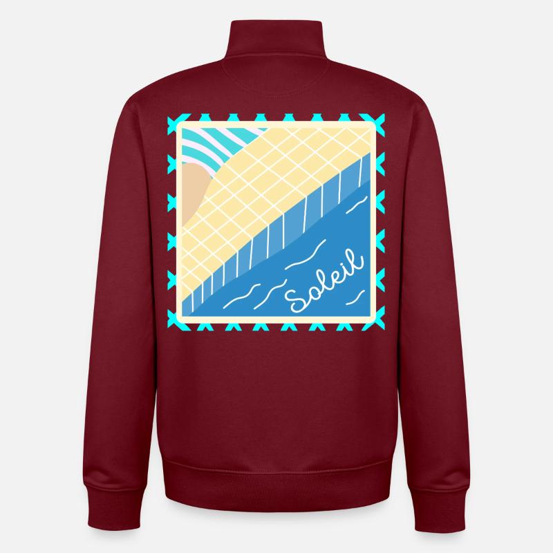 PISCINE VACANCES D’ÉTÉ SOLEIL - Sweat zippé unisexe en coton bio Stanley/Stella - bordeaux