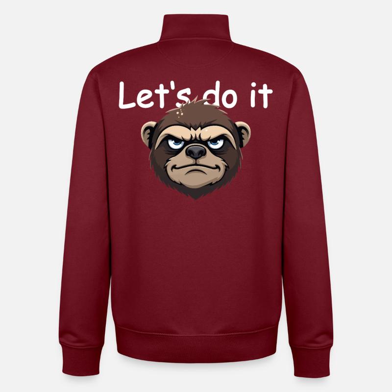Sloth - let's do it - Unisex Organic Zip Sweatshirt by Stanley/Stella - burgundy
