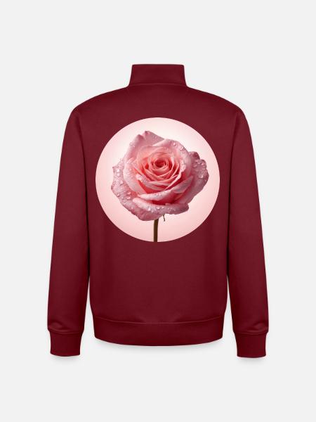Delicate Pink Roses with Dew - Unisex Organic Zip Sweatshirt by Stanley/Stella - burgundy