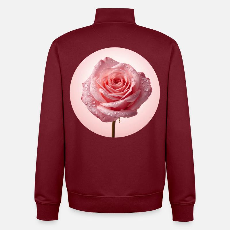 Roses roses délicates avec rosée - Sweat zippé unisexe en coton bio Stanley/Stella - bordeaux