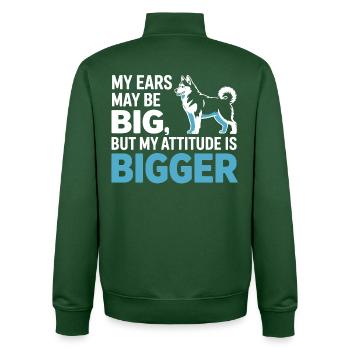 Husky Big Ears Bigger Attitude - Unisex Organic Zip Sweatshirt by Stanley/Stella - bottle green - Back - AI Model Male 185 dark (185cm)