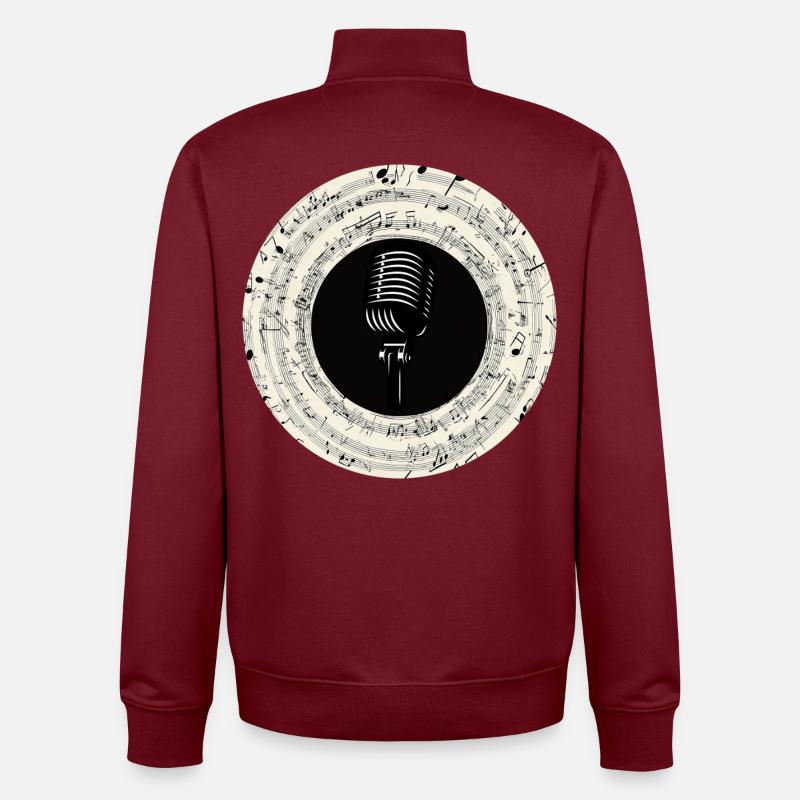 Microphone Musical Notes Art - Sweat zippé unisexe en coton bio Stanley/Stella - bordeaux