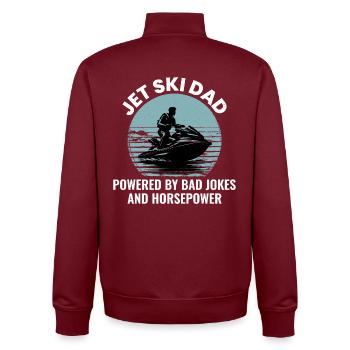 Jetski Papa Witz Liebhaber Sommer - Unisex Organic Zip Sweatshirt von Stanley/Stella - Burgunderrot - Hinten - AI Model Male 185 dark (185cm)