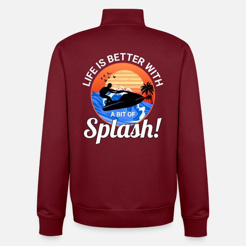 Splash Lover Ocean Sunset Jetski Style - Sweat zippé unisexe en coton bio Stanley/Stella - bordeaux