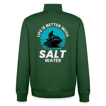 La vie est meilleure avec de l'eau salée - Sweat zippé unisexe en coton bio Stanley/Stella - vert bouteille - Dos - AI Model Male 185 dark (185cm)