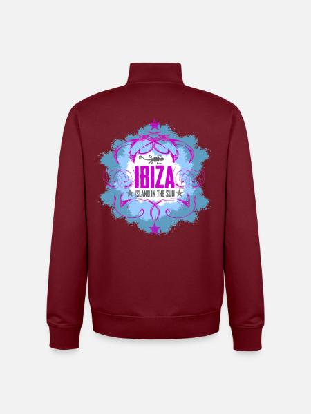 Ibiza Sun and Sea Design - Unisex Organic Zip Sweatshirt by Stanley/Stella - burgundy