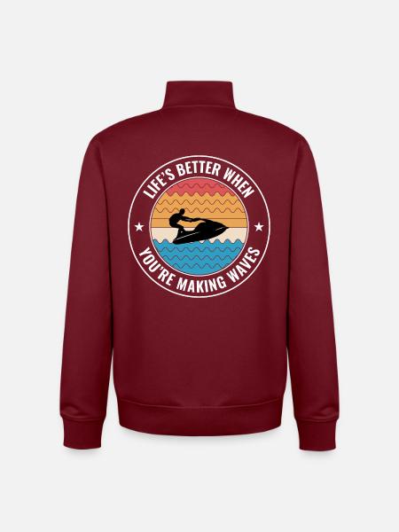 Life’s Better Jetski Making Waves - Unisex Organic Zip Sweatshirt by Stanley/Stella - burgundy
