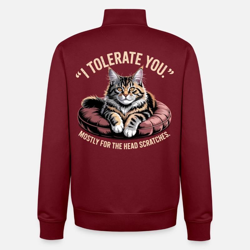 Tête Gratter Chat - Sweat zippé unisexe en coton bio Stanley/Stella - bordeaux