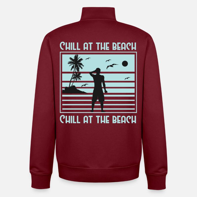 Conception de silhouette de plage décontractée - Sweat zippé unisexe en coton bio Stanley/Stella - bordeaux