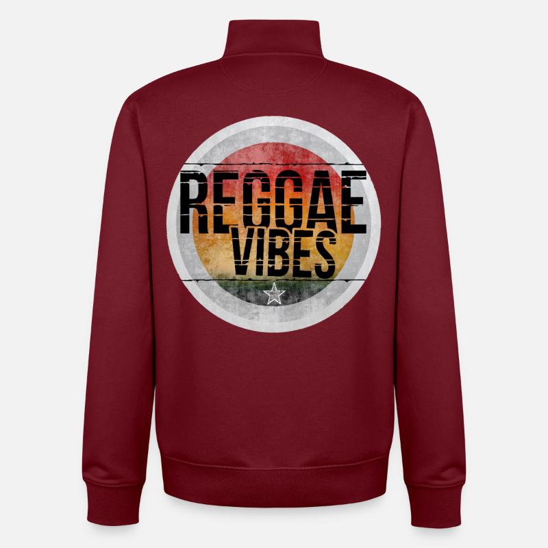 Ambiance reggae, design rétro - Sweat zippé unisexe en coton bio Stanley/Stella - bordeaux