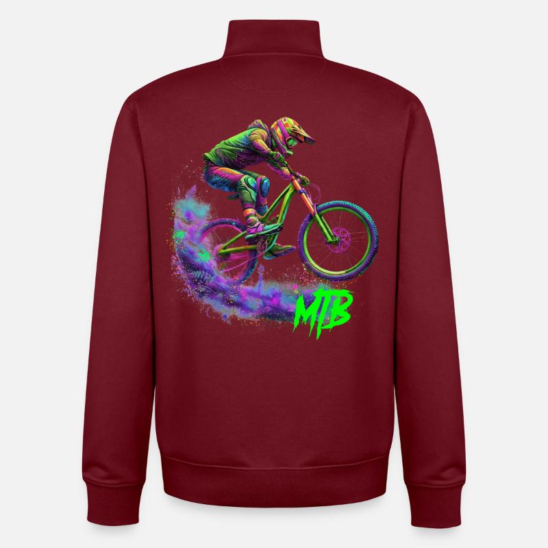 Neon-MTB-Biker - Unisex Organic Zip Sweatshirt von Stanley/Stella - Burgunderrot