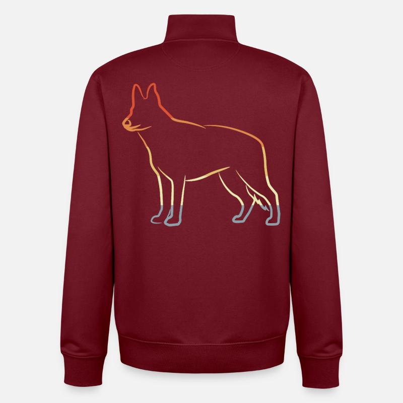 Dessin de berger allemand - Sweat zippé unisexe en coton bio Stanley/Stella - bordeaux